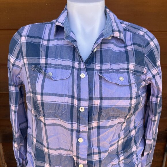 St John Purple Plaid Button Down Shirt Size S - Picture 4 of 8